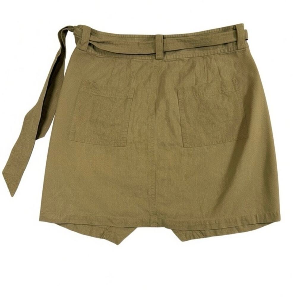 Madewell Portside Faux Wrap Silk Skirt Women's Olive Green Knee Length - Size 8 - Picture 5 of 10